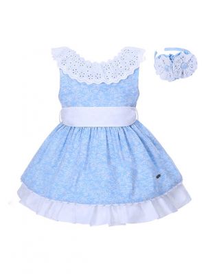 Blue Backless Lace Girl Dress