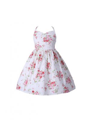 Summer Beach Style Floral Print Backless Dress