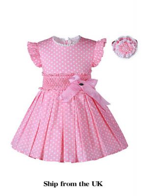 (UK ONLY)Pink Dots Girl Dress