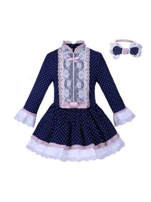 Navy Dots Girls Dresses 