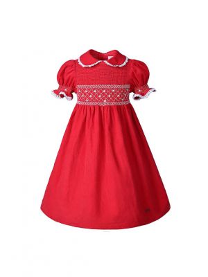 Red Flash Smocked Girls Dress