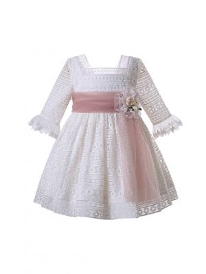 Girls White Mesh Wedding Party Ceremony Boutique Communion Pageant Dress 