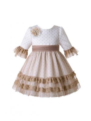 Wedding Flower Mesh Lovely Spring Ceremony Dot Lace Girl Communion Dress