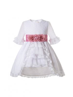 (Only 3Y)White Communion Dress With Belt