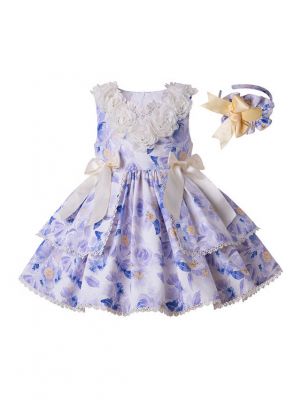 Flowers Boutique Girls Ruffles England Style Layered Dress + Hand Headband