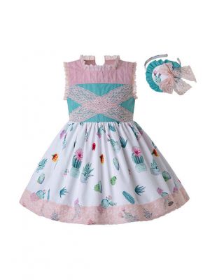Spring & Summer Printed Lolita Princess Boutique Dress + Hand Headband