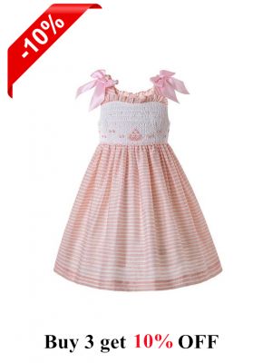 Sweet Pink Floral Ruffled Shoulderless Princess Smoked Dress With Bows