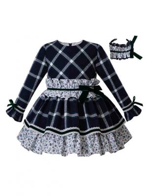 Autumn & Winter Girls  Grid Layered Boutique Dress