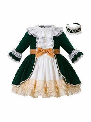 Autumn & Winter  Princess Girls Layered Boutique Lace Dress + Hand Headband