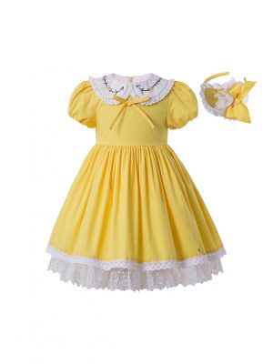 Vintage Boutique Girls Yellow Dress + Hand Headband