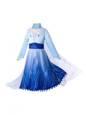 Blue Snow Queen Girls Mesh Princess Coat 