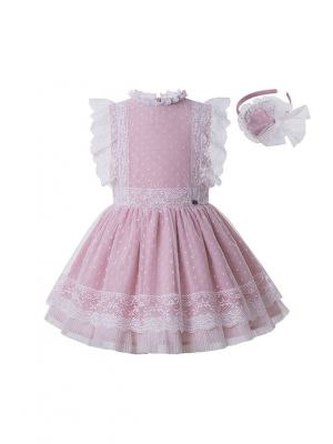 Sweet Summer Princess Yarn Dyed Pleated Boutique Girls Dress + Hand Headband