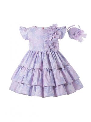 Elegant Princess Light Purple Sleeveless Girls Dresses with Flowers