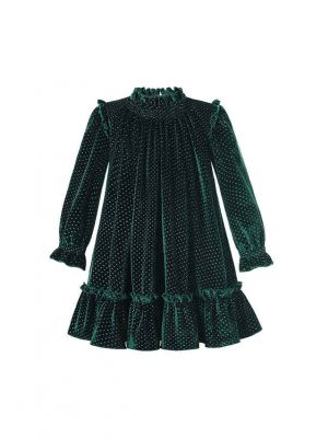 Winter Vintage Girls Green Dress With Sequined