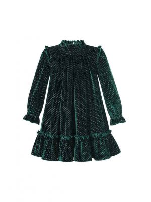 (USA ONLY)Winter Vintage Girls Green Straight Dress With Sequined