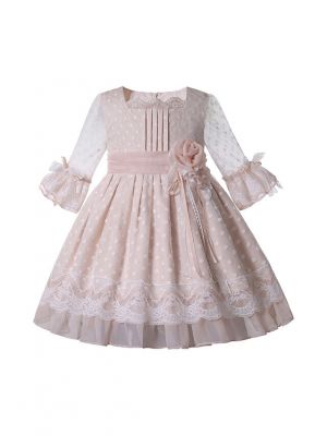 Champagne Color Flower Lace 2022 Spring & Summer Tulle Dress