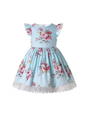 Floral Cyan-Blue Sleeveless Summer Dress