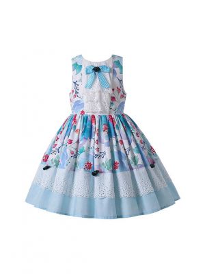 Lovely Blue Ruffle Girls Summer Dress