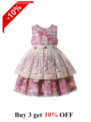 (ONLY 3Y)Spring Sweet Floral Girls Lace Dress