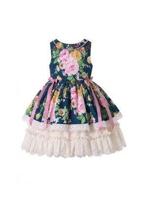 Lifelike Floral Pattern Excellent Lace Summer Dress