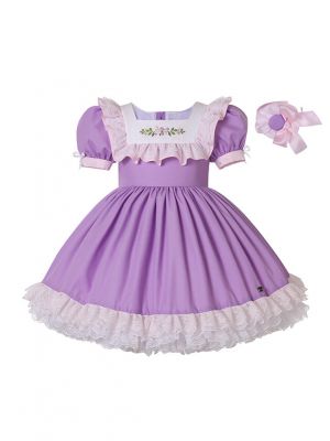 Boutique New Purple Fluffy Girls Dress + Handmade Headband