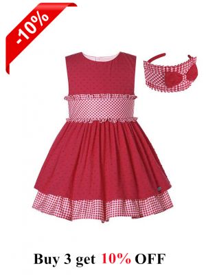 Spanish Style Girls Red Dress + Handmade Headband