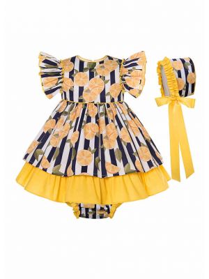 SS22 Infant Yellow Lemon Dress + Bloomers + Hat