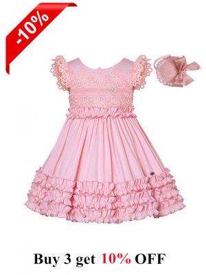 (Only size 2 left)Summer Pink Spanish Dress + Handmade Headband