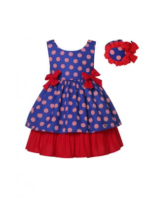 Sleeveless Dot Dress for Girls + Handmade Headband