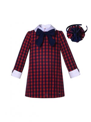 (Only size 10 left) Classic Back to School Plaid Dress + Handmade Headband