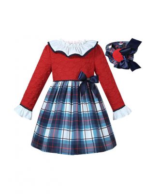 (PRE-ORDER) 2022 New Christmas Girls Red and Blue Plaid Dress