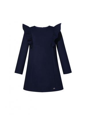 Girl Simple Dark Blue A-line Long-Sleeves Dress