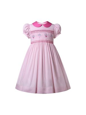 Girls Pink Colorful balloons Smocked Dresses