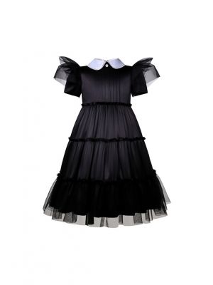 Girls White Collar With Lace Black Gothic Dress