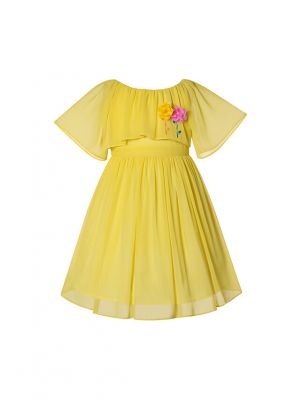 Young Girls Yellow Chiffon Dress 4-14 Years