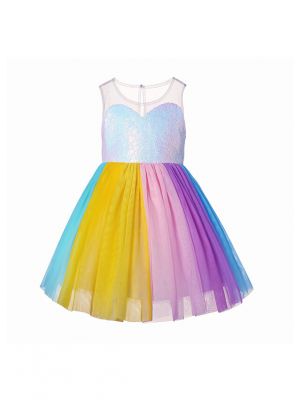 Girls Colorful Sequin Tulle Dress 2-10 Years