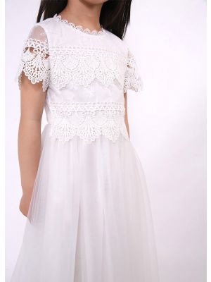 White Lace Boho Style Flower Girls Dresses