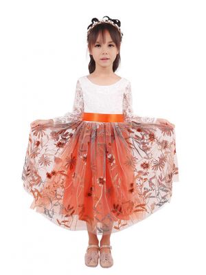 Girls Embroidered Tulle Dress for Special Occasion