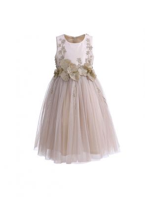 (Only size 7) Gold Flowers Princess Kids Girls Dress