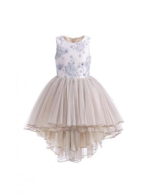 Embroidered Round Neck Kids Fashion Dress