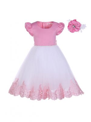 New Girl Party Dress White&Pink