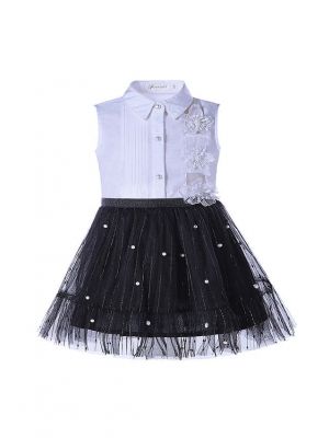 Trendy Girl Clothing Set White Top+Black Skirt