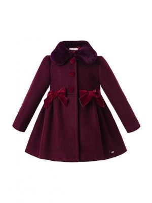 Fall&Winter Velvet Wine Red Girls Coats