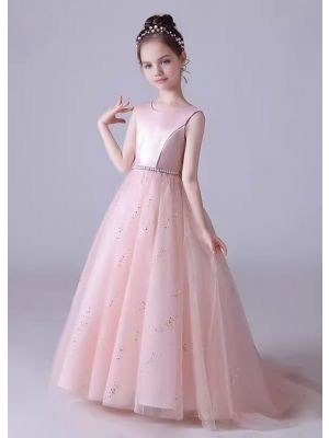 Girls Sequin Pink Party Bridesmaid Dresses
