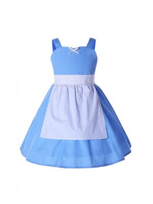 Halloween Cosplay Belle Blue Maid Dress 