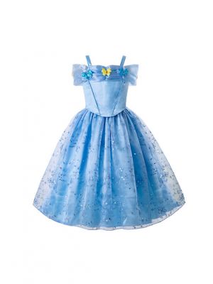 Fancy Blue Cinderella Sequined Princess Dress