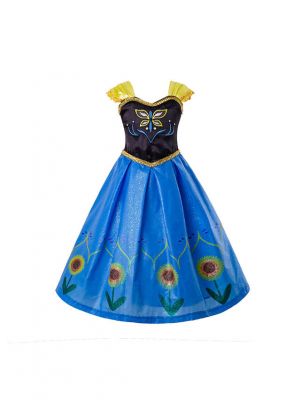 Blue Cosplay Birthday Party Dress With Sunflower