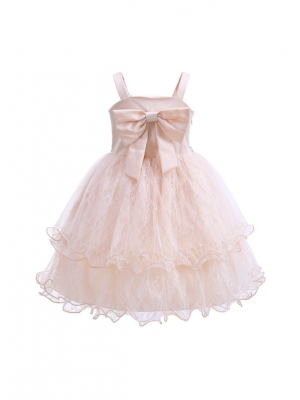 Girls Soft Pink Embroidery Party Dresses 3-8 Years