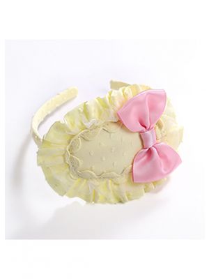 Light Yellow Headband with Pink Bow