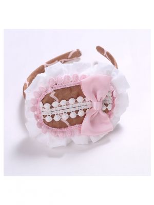 Light Brown Headband + Pink Bow